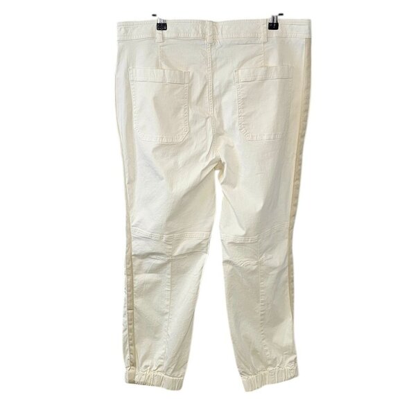 Anthropologie The Richie Slim Joggers Size 14 White Cotton Twill Tapered Leg NWT - Picture 2 of 11